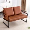 Stylish Two-Seater Sofa Chair with 2 Pillows - Comfortable PU Leather, High-Density Foam - Modern Design, Easy to Clean - Sturdy Metal Frame - Perfect