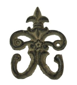 Cast Iron Fleur De Lis Double Hooks Set of 6