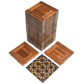 27pcs Wood Interlocking Deck Tiles 11.8"x11.8", Waterproof Flooring Tiles for Indoor and Outdoor, Patio Wood Flooring for Patio Porch Poolside Balcony