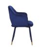 Applewood Accent Chair; Ocean Blue Velvet & Gold