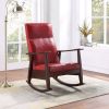 Raina Rocking Chair; Red PU & Espresso Finish