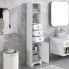 White Tall Bathroom Cabinet, Freestanding Storage Cabinet with 3 Drawers and Adjustable Shelf, MDF Board with Painted Finish