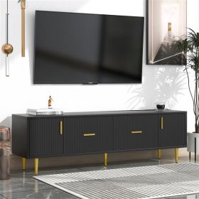 Modern TV Stand with 5 Champagne Legs - Durable, Stylish and Spacious, TVs Up to 75''