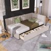 Upholstered Daybed with 2 Storage Drawers Twin Size Sofa Bed Frame No Box Spring Needed, Linen Fabric (Beige)