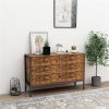 Industrial Style 6 Drawer Double Dresser,Rustic Brown Wood Storage Dresser Clothes Organizer with Sturdy Steel Frame, Chest with 6 Drawer, Storage Cab