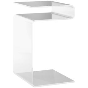 2-Tier Acrylic Side Table, Modern S-Shaped End Table for Small Spaces, Home Decor Display, 14.25" x 16.25" x 23", Clear