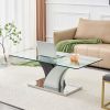 Modern dining table,Tea Table.Coffee Table. Tempered glass countertop, and artistic MDF legs are perfect for hosting dinners, conferences, home, and o