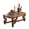 Rich Traditional Style Burnished Brown Cherry Finish 1pc Cocktail Table Beveled Marble Top Formal Living Room Furniture Coffee Table Home Decor