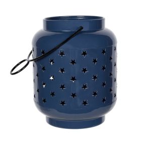 Stratton Home Decor Farmhouse Blue Star Cutout Metal Lantern