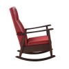 Raina Rocking Chair; Red PU & Espresso Finish