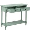 Console Table Traditional Design with Two Drawers and Bottom Shelf Acacia Mangium (Retro blue)