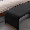 New Boucle Fabric Loveseat Ottoman Footstool Bedroom Bench Shoe Bench With Gold Metal Legs,Black