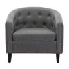 linen Fabric Tufted Barrel ChairTub Chair for Living Room Bedroom Club Chairs