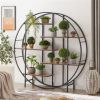 Round 5-Tier Metal Plant Stand bookcase storage rack, Indoor Living Room Terrace Garden Balcony Display Stand. Rustic Brown, 67'' W x 11.8'' D x 67''