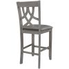 Farmhouse 2 Piece Padded Round Counter Height Kitchen Dining Chairs with Cross Back for Small Places, Gray