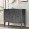 U-style, Storage Cabinet Wooden Cabinet with Adjustable Shelf, Antique Gray, Entryway, Living Room, Study Room