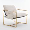 2 Sets 1 Case, Upholstered Hanging Armchair with Arm PocketsMetal frame, gold-plated craftsmanship, crushed foam cushions and skin-friendly woven fabr