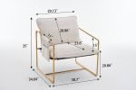 2 Sets 1 Case, Upholstered Hanging Armchair with Arm PocketsMetal frame, gold-plated craftsmanship, crushed foam cushions and skin-friendly woven fabr