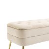 COOLMORE Storage Ottoman,Bedroom End Bench,Upholstered Fabric Storage Ottoman with Safety Hinge, Entryway Padded Footstool, Ottoman Bench for Living R