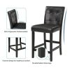 5-Piece Kitchen Table Set Faux Marble Top Counter Height Dining Table Set with 4 PU Leather-Upholstered Chairs, Black