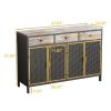 48" Wide 4 Doors Modern Sideboard with 3 Top Drawers, Freestanding Sideboard Storage Cabinet Entryway Floor Cabinet for Living Room Office Bedroom