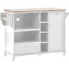 Kitchen Island Cart with Storage Cabinet and Two Locking Wheels,Solid wood desktop,Microwave cabinet,Floor Standing Buffet Server Sideboard for Kitche