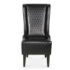 23.03" Wide Faux Leather High-Back Chair, Comfy High Wingback Chair, Living Room Chair with Soft Padded & Wooden Legs, Modern Side Chair for Living Ro