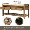 Shoe Rack with Cushioned Seat and Drawers, Multipurpose Entryway Storage Bench (Old Pine)