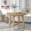 Farmhouse Round Extendable Dining Table with 16" Leaf Wood Kitchen Table (Natural Wood Wash)