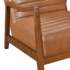 1pc Accent Chair Brown Faux Leather Walnut Finish Solid Rubberwood Modern Living Room Furniture