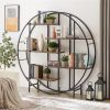 Round 5-Tier Metal Plant Stand bookcase storage rack, Indoor Living Room Terrace Garden Balcony Display Stand. Rustic Brown, 67'' W x 11.8'' D x 67''