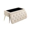 COOLMORE Storage Ottoman,Bedroom End Bench,Upholstered Fabric Storage Ottoman with Safety Hinge, Entryway Padded Footstool, Ottoman Bench for Living R