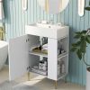 21.6" white Bathroom vanity, Combo Cabinet, Bathroom Storage Cabinet, Single Ceramic Sink, Right side storage