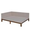 Upholstered Daybed/Sofa Bed Frame Full Size Linen-Beige