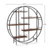 Round 5-Tier Metal Plant Stand bookcase storage rack, Indoor Living Room Terrace Garden Balcony Display Stand. Rustic Brown, 67'' W x 11.8'' D x 67''