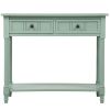 Console Table Traditional Design with Two Drawers and Bottom Shelf Acacia Mangium (Retro blue)