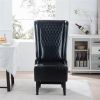 23.03" Wide Faux Leather High-Back Chair, Comfy High Wingback Chair, Living Room Chair with Soft Padded & Wooden Legs, Modern Side Chair for Living Ro