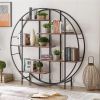 Round 5-Tier Metal Plant Stand bookcase storage rack, Indoor Living Room Terrace Garden Balcony Display Stand. Rustic Brown, 67'' W x 11.8'' D x 67''