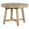 Farmhouse Round Extendable Dining Table with 16" Leaf Wood Kitchen Table (Natural Wood Wash)