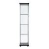 One Door Glass Cabinet Glass Display Cabinet with 4 Shelves, Black