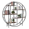 Round 5-Tier Metal Plant Stand bookcase storage rack, Indoor Living Room Terrace Garden Balcony Display Stand. Rustic Brown, 67'' W x 11.8'' D x 67''