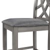 Farmhouse 2 Piece Padded Round Counter Height Kitchen Dining Chairs with Cross Back for Small Places, Gray