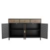 48" Wide 4 Doors Modern Sideboard with 3 Top Drawers, Freestanding Sideboard Storage Cabinet Entryway Floor Cabinet for Living Room Office Bedroom