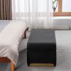 New Boucle Fabric Loveseat Ottoman Footstool Bedroom Bench Shoe Bench With Gold Metal Legs,Black