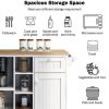 Kitchen Island Cart with Storage Cabinet and Two Locking Wheels,Solid wood desktop,Microwave cabinet,Floor Standing Buffet Server Sideboard for Kitche