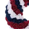 Independence Day Wreath Artificial Blue White Red Flower Hanging Garland for 4th of July Memorial Day Door Decoration