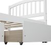 Twin Platform Storage Bed Wood Bed Frame with Two Drawers and Headboard, White