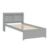 Twin Bed with Trundle,Bookcase,Grey