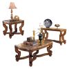 Rich Traditional Style Burnished Brown Cherry Finish 1pc Cocktail Table Beveled Marble Top Formal Living Room Furniture Coffee Table Home Decor