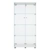 Two Door Glass Cabinet Glass Display Cabinet with 4 Shelves, White